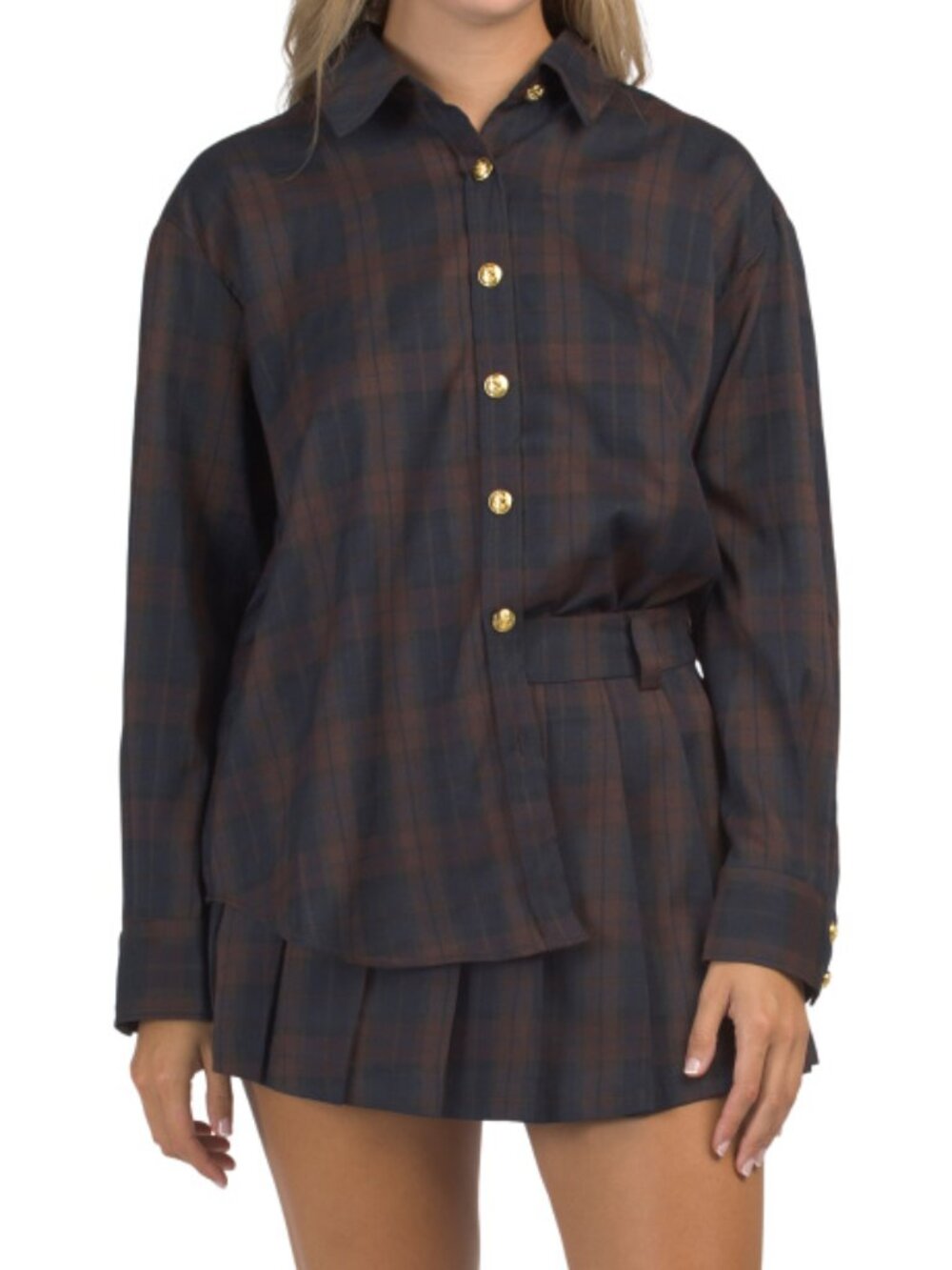 ENGLISH FACTORY Checkered Shacket Top